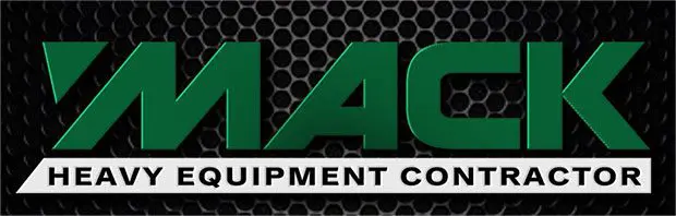 A black and green logo for the mack equipment company.